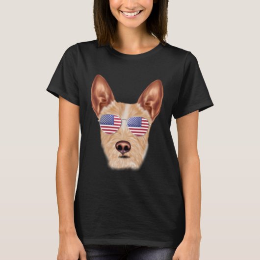 T-shirt American Flag Portuguese Podengo Pequeno Dog Ameri (Devant)