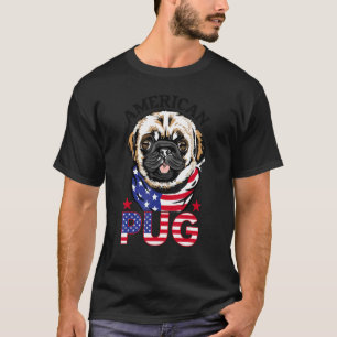 T-shirt American Flag Pride Chien race Carlin patriotique