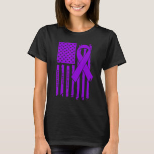 T-shirt American Flag Purple Ribbon Alzheimer's Disease Aw