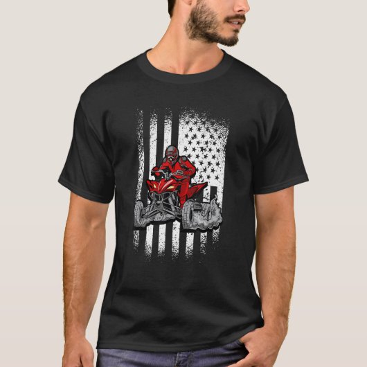 T-shirt American Flag Quad Riding Four Wheeler (Devant)