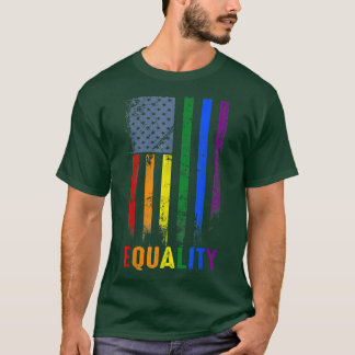 T-shirt American Flag Rainbow Equality Gay LGBTQ Prid
