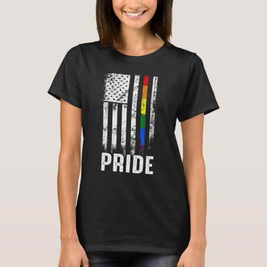 T-shirt American Flag Rainbow Usa Gay Lgbtq Lgbt Pride Mon (Devant)