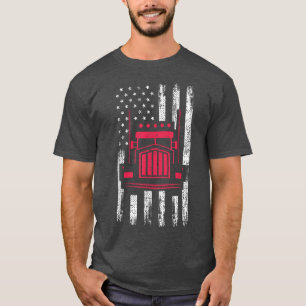 T-shirt American Flag Red Truck Mechanic Funny Semi Truck