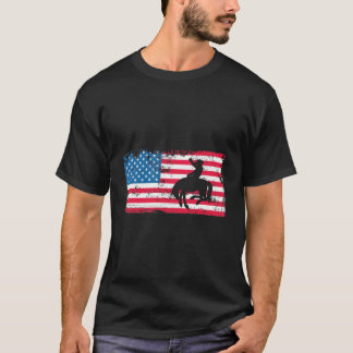 T-shirt American Flag Rodeo Bronc Horse Riding Cow Cow