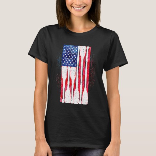 T-shirt American Flag Rowing Oar Cute US Row Crew 4th Of J (Devant)
