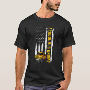 T-shirt American Flag School Bus Driver Usa Flag Bus Drivi