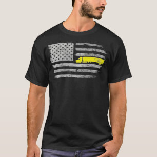 T-shirt American Flag Semi Truck US Trucker Mens Fa