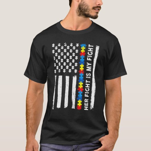 T-shirt American Flag Sensibilisation sur l'autisme Puzzle (Devant)