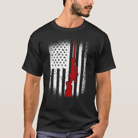 T-shirt American Flag Sniper Rifle 2nd Amendment Sniper (Devant)