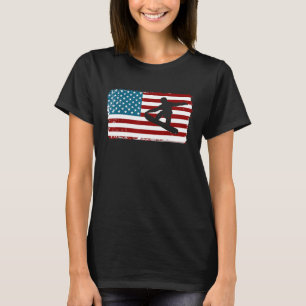 T-shirt American Flag Snowboard Cute board Sliders Cadeau