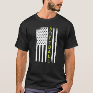 T-shirt American Flag Softball Team Aesthétique Usa Sports