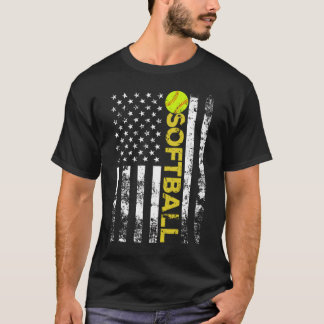 T-shirt American Flag Softball Team Cadeau