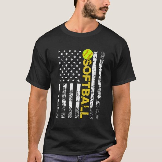 T-shirt American Flag Softball Team Cadeau (Devant)