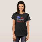 T-shirt American Flag Squash Play Sert Racket Player (Devant entier)