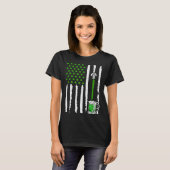 T-shirt American Flag St Patrick s Day Shamrock Drinking B (Devant entier)