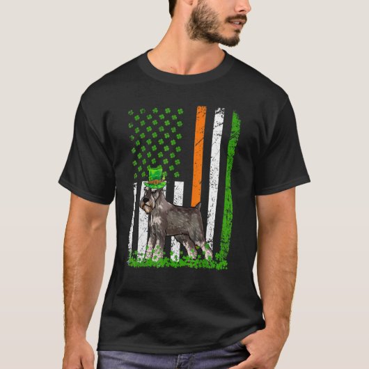 T-shirt American Flag Standard Schnauzer Chien St patrick (Devant)