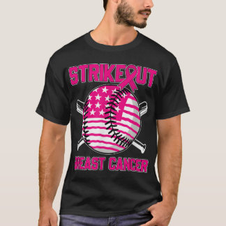 T-shirt American Flag Strikeout Breast Cancer Baseball