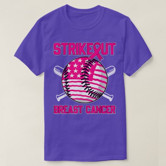 T-shirt American Flag Strikeout Breast Cancer Baseball (Design devant)