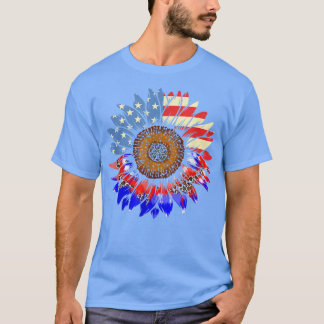T-shirt American Flag Sunflower Red White Blue Tie Dye 4th