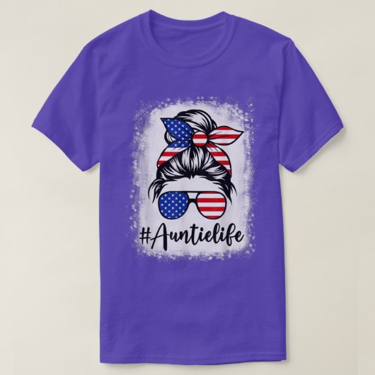 T-shirt American Flag Tante Vie Bleu Mères 4e De (Design devant)