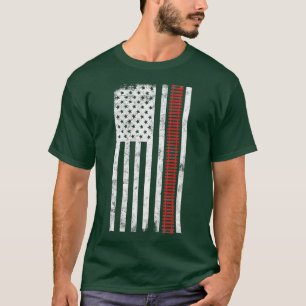 T-shirt American Flag Train Tracks  Gift For Railroad