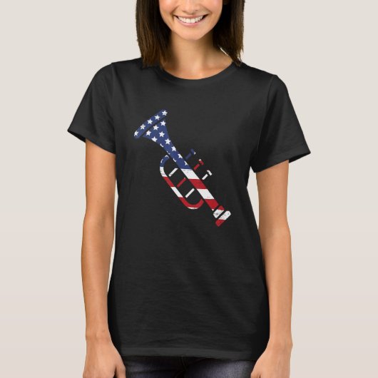 T-shirt American Flag Trumpet Brass Musical Instrument Cla (Devant)