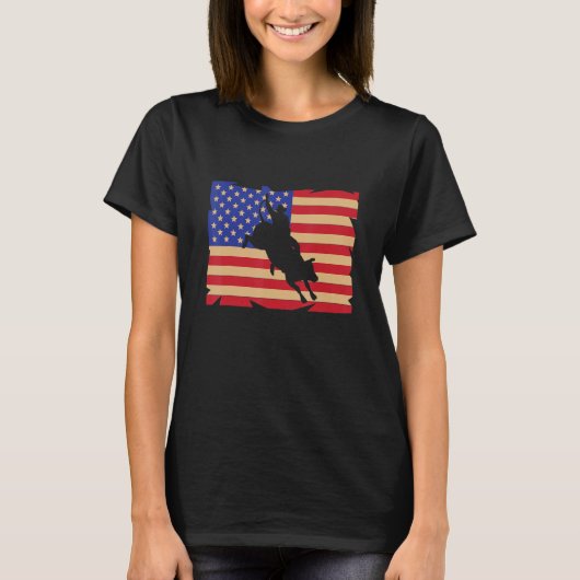 T-shirt American Flag US Bull Riding Rodeo Bull Rider (Devant)