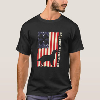 T-shirt American Flag USA Patriotic Golden Retriever Dog P