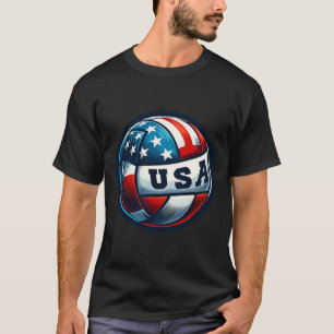 T-shirt American Flag Volleyball Basketball Patriotique Us