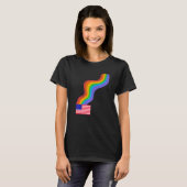 T-shirt American Flag Wavy Rainbow ROYGBIV Pride aux États (Devant entier)