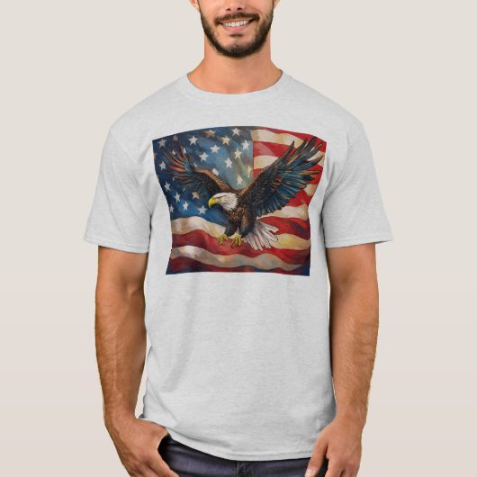 T-shirt American Flag with Bald Eagle (Devant)