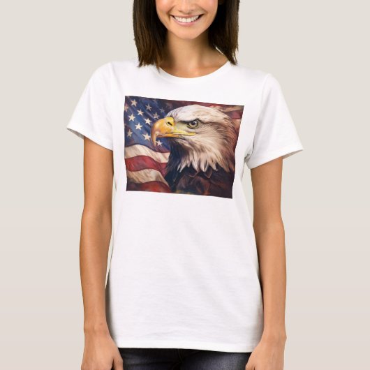 T-shirt American Flag with Bald Eagle Head (Devant)