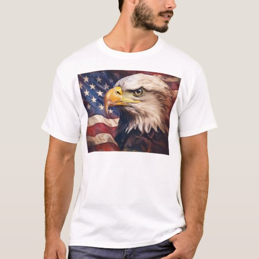 T-shirt American Flag with Bald Eagle Head (Devant)