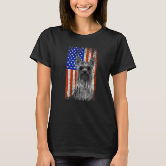 T-shirt American Flag Yorkshire Terrier Chien Papa Maman C