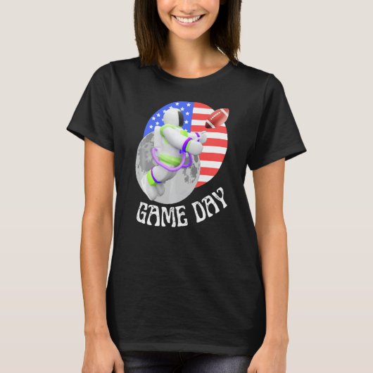 T-shirt American Football game Day USA Flag Astronaut Moo (Devant)