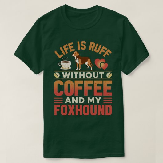 T-shirt American Foxhound Dog And Coffee (Design devant)