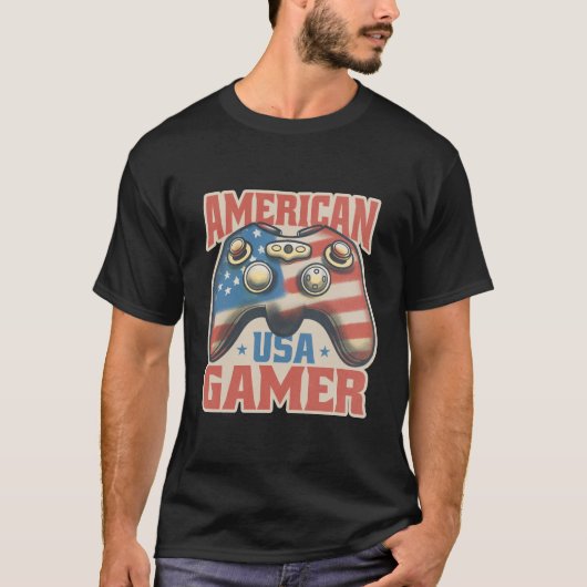 T-shirt American Gamer USA Controller Patriotic Art (Devant)