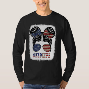 T-shirt American Girl Life Messy Bun 4 juillet Patriotique