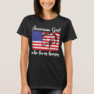 T-shirt American girl qui aime cavalier de chevaux 1