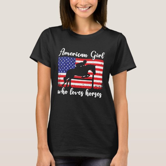 T-shirt American Girl who loves eventing horses rider 3 (Devant)