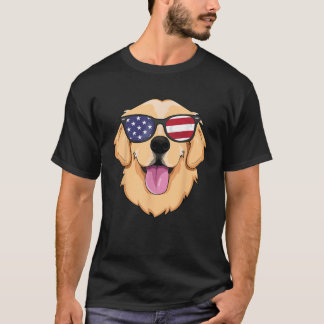 T-shirt American Golden Retriever USA Dog Sunglasses Meric
