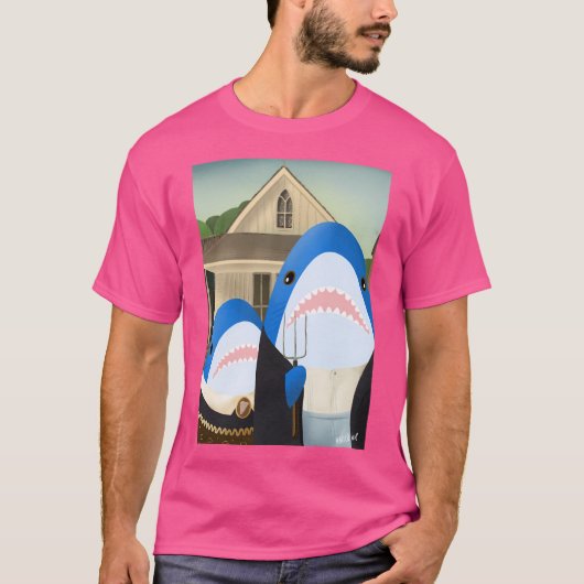 T-shirt American Gothic Blahajshark Edition (Devant)