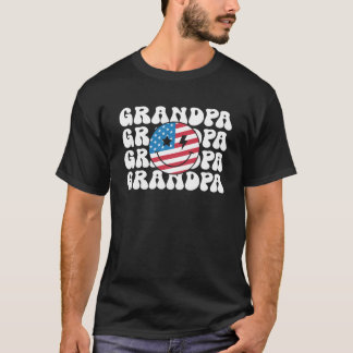 T-shirt American Grandpa Retro Super 4 juillet Smile Fa