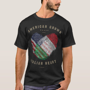 T-shirt American Grosse Italien Coeur Love Italie Drapeau