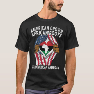 T-shirt American Grown African Roots USA African Flag Patr