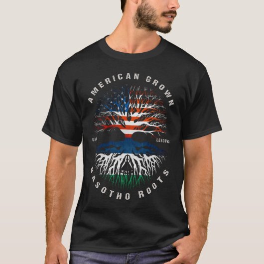 T-shirt American Grown Basotho Roots Lesotho Drapeau T-shi (Devant)