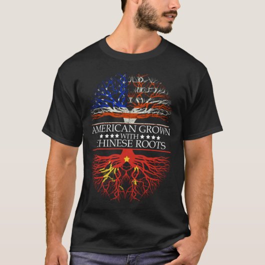 T-shirt American Grown Chinese Roots China (Devant)