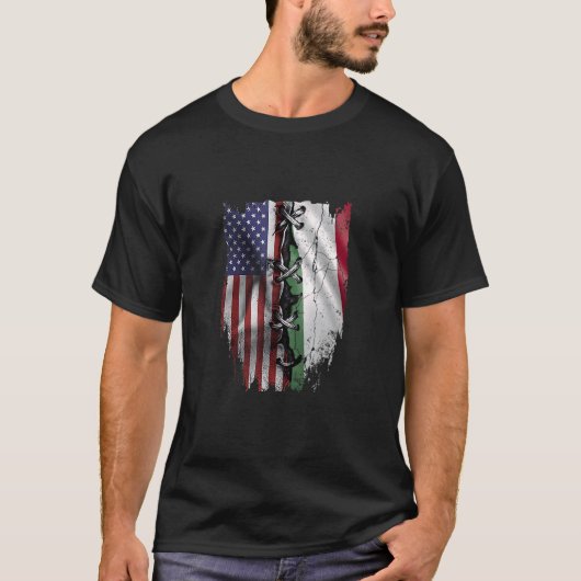 T-shirt American Grown Hungarian Roots USA Hungary Flag (Devant)