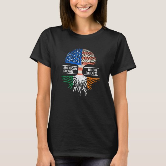 T-shirt American Grown Irish Roots USA Ireland Flag ST PAT (Devant)