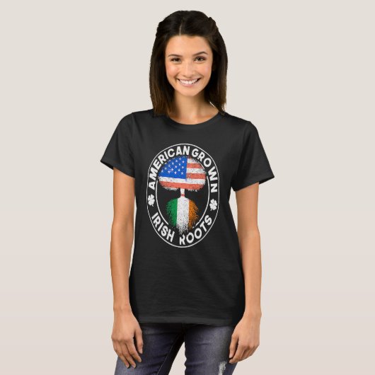 T-shirt American Grown Irish Roots USA Ireland Flag ST PAT (Devant entier)